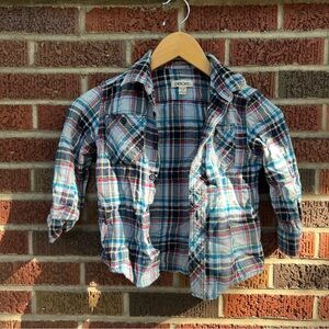 Cherokee Cream and Multicolored Plaid Button Down Shirt